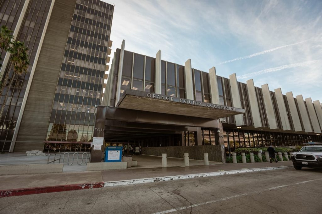 Looking at the outside of the Santa Ana Courthouse